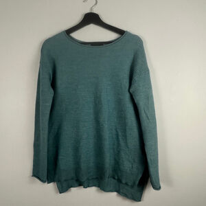 Cynthia Rowley merino wool lightweight ribbed women sweater teal size L